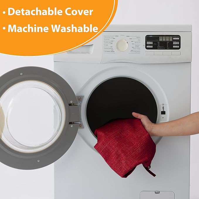 Chair Cushions for Dining Chairs, 2" Thick Seat Cushions for Kitchen Chairs, D-Shaped Chair Pads with Washable Cover, Ties and Non Slip Backing, 17'' x 16'', Set of 6, Red