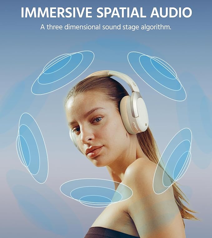 Edifier W830NB Wireless Over Ear Headphones with -45dB Active Noise Cancelling, 94H Playtime, LDAC Hi-Res Sound, Spatial Audio, Fast Charging, Multipoint Connection, Bluetooth V5.4 - Ivory