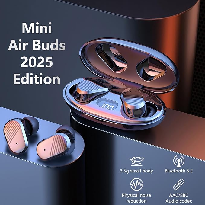 Echolabs Wireless Earbuds，Echo 2025 Edition Audio Earbuds with Bluetooth 5.2，Mini Binaural Sports Waterproof Headset (Black)