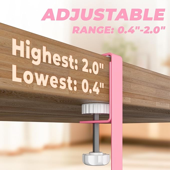 Under Desk Cable Management Tray, 15.7'' No Drill Steel Desk Cable Organizers, Wire Management Tray Cable Management Rack (2 Packs-Pink)