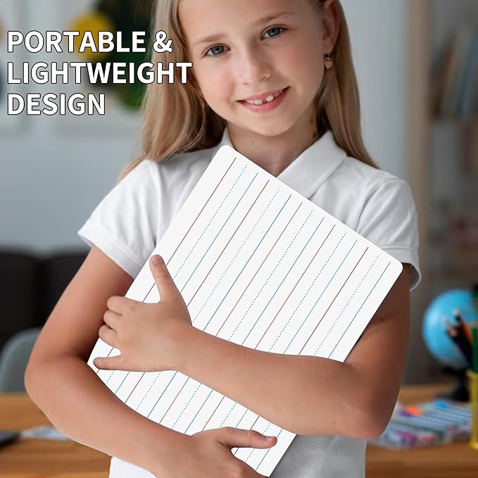 2pack 9x12 inches Dry Erase Board Lapboard Reusable Lined Erasable Ruled Writing Note Pad Lapboard,Blank Whiteboard on Reverse Mini Whiteboard,Small White Board Dry Erase for Students & Classroom