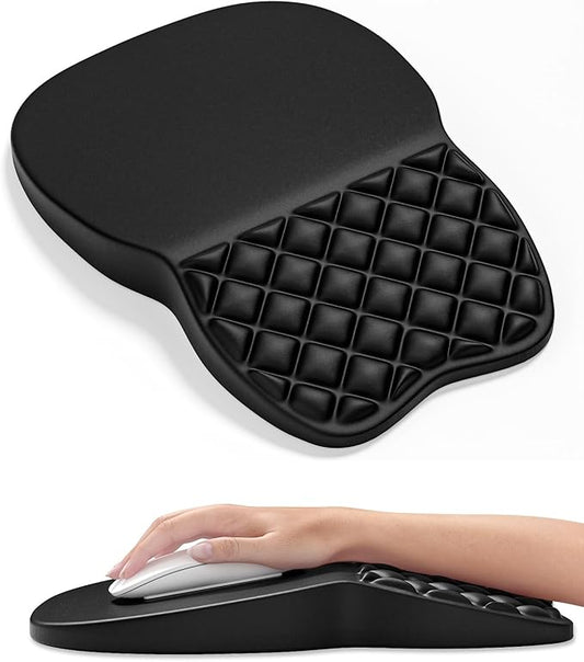 Auhoahsil Ergonomic Mouse Pad with Wrist Rest, Comfortable Slope Computer Mouse Mat with Wrist Support, Memory Foam Filling, Non-Slip Silicone Base, Pain Relief, for Gaming & Work, 8 x 12 in, Black
