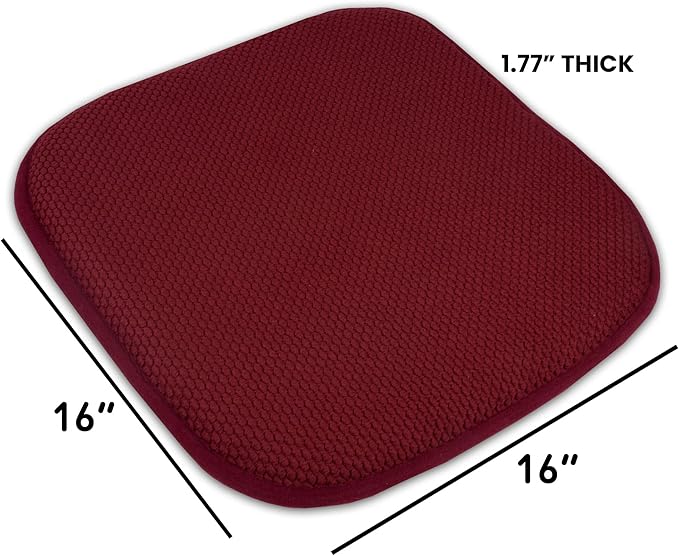 Sweet Home Collection Cushion Memory Foam Chair Pads Honeycomb Nonslip Back Seat Cover 16" x 16" 6 Pack Wine Burgundy