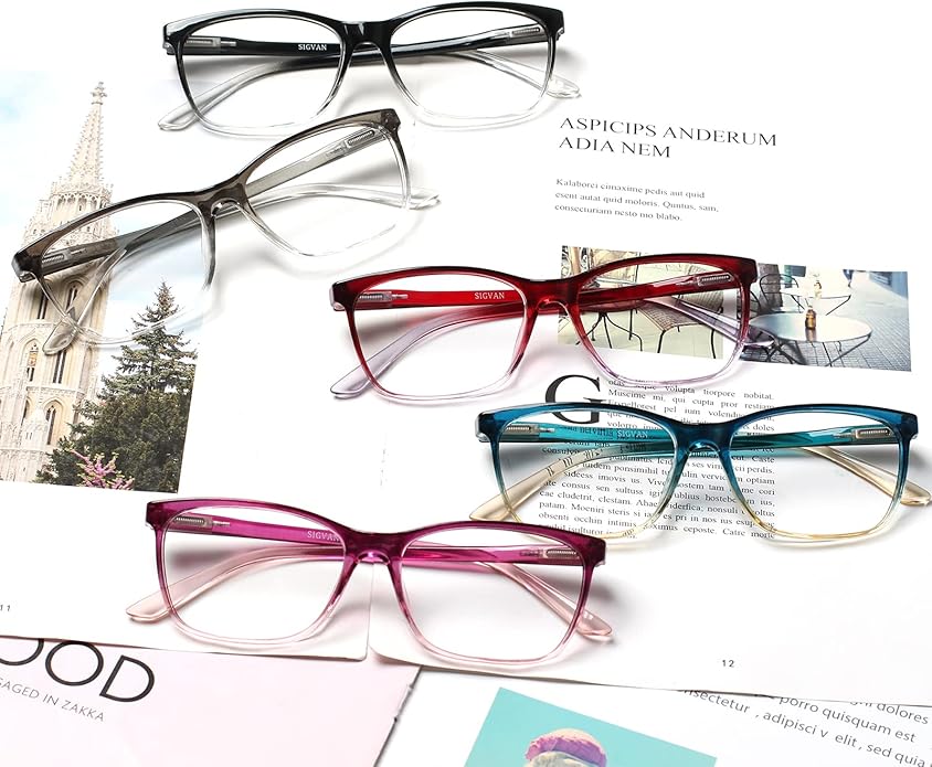 SIGVAN Ladies Reading Glasses Blue Light Blocking Spring Hinge Fashion Pattern Print Eyeglasses for Women