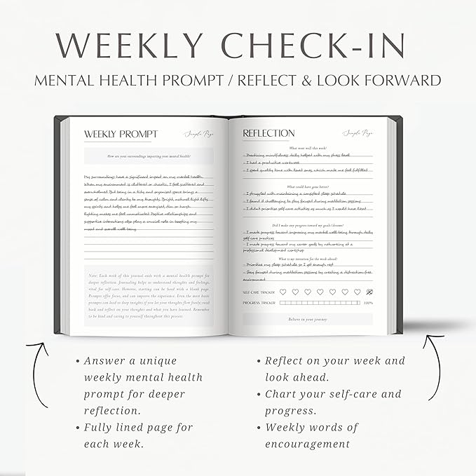 Mental Health Journal - 100-Day Guided Journal with Prompts for Self-Care, Mindfulness, Anxiety & Depression relief - Mood, Wellness & Emotions Trackers