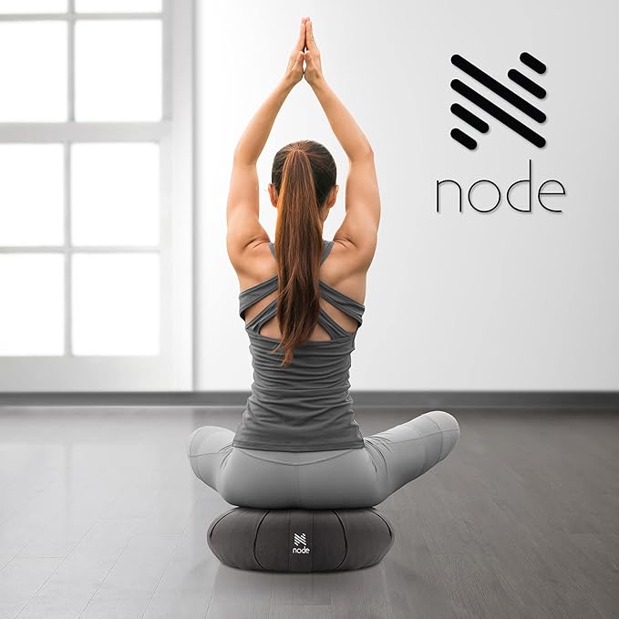 Zafu Meditation Cushion, 15" Round Buckwheat Yoga Pillow with Organic Cotton Cover