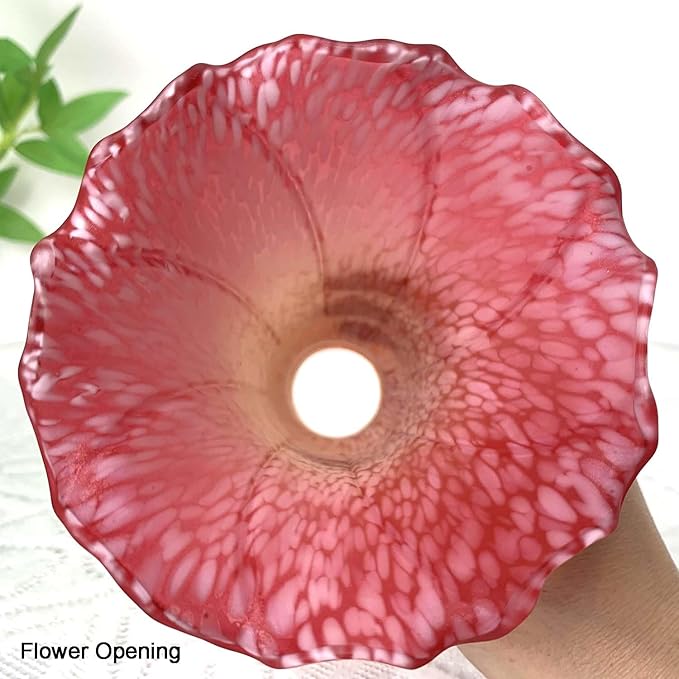 Bieye LS24 Lily Flower Blown Glass Lampshade (Orange Red, Opening I.D. 1.26" x O.D. 1.5")