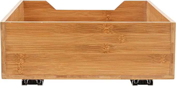 Household Essentials Glidez Bamboo and Steel 1-Tier Pull-Out/Slide-Out Storage Organizer, 14" Wide, Natural
