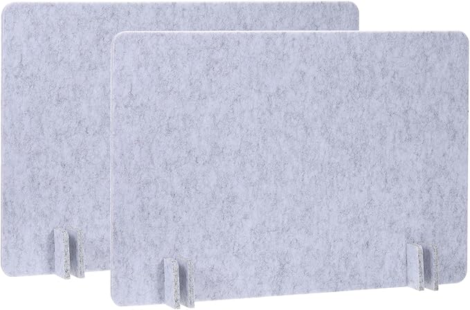 PATIKIL Desk Divider, 2 Set 24 x 16 Inch Acoustic Freestanding Desk Divider Desk Privacy Panel with 8 Pcs Support Feet for Library Office Workstation, Light Grey