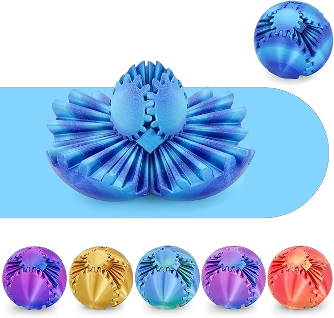 Gear Ball 3D Printed Cube Fidget Toy,Gear Sphere Fidget Toys,Sensory Toys for Stress and Anxiety Relief, Desk Toy Fidget Spinners,Stocking Stuffers for Adults & Kids Gift (Aurora Blue, 2.3 Inch)