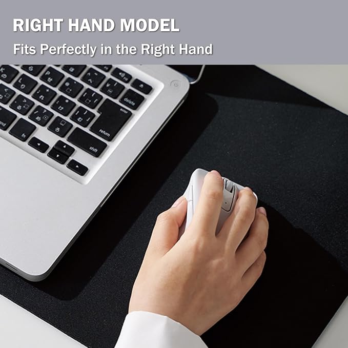 ELECOM Wireless Ergonomic Shape Mouse, 2.4GHz with Mini USB Receiver, Silent Click, Right Hand 2000DPI, 5 Buttons, Optocal Sensor, Compatible with PC, Mac, Laptop, EX-G, Msize White (M-XGM30DBSKWH)