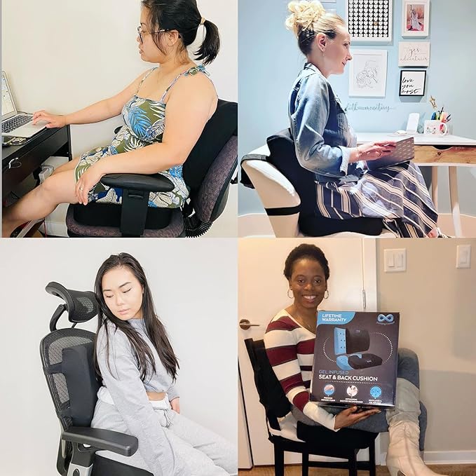 Everlasting Comfort Doctor Recommended Memory Foam Seat Cushion for Office Chairs & Car Seat - Ergonomic Office Desk Accessories for Tailbone Pain Relief, Sciatica & Back Support