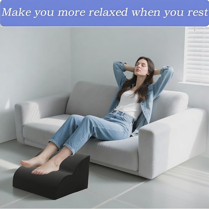 Foot Rest for Under Desk at Work.Multifunctional 3-Tier Foot Stool,With waterproof leather Footrest.For Under Desk,Office Chair Gaming Chair & Sofa,Leg Elevation Pillow,supports Posture-Black