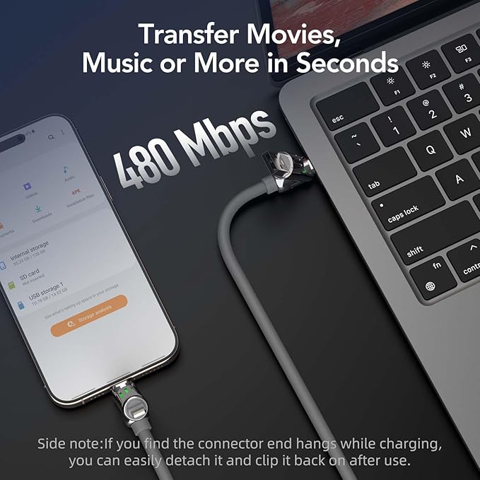 MFish 4-in-1 Universal USB Charging Cable with Carrying Case – 240W Max Fast Charger Cord, USB-A, Dual USB-C & Lighting, for iPhone 14/15/16/17 Series, iPad & MacBook and More(Grey, 6.6Ft)