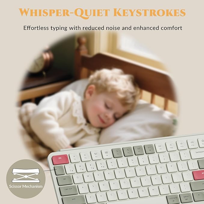 Keychron B6 Pro Ultra-Thin Wireless Keyboard, Full-Size ZMK with Numeric Keypad Quiet Typing, 2.4 GHz/Bluetooth 5.2/Wired Connection Long Battery Life, Compatible with Mac Windows Linux - Retro Red