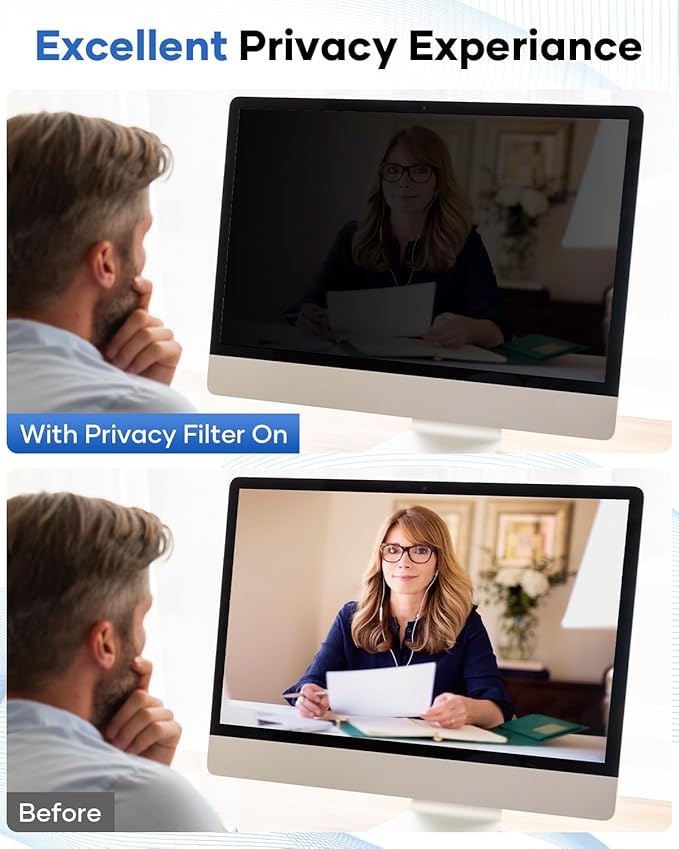 [2 Pack] 21.5 Inch Computer Privacy Screen for 16:9 Aspect Ratio Widescreen Monitor, Eye Protection Anti-Glare Blue Light Computer Privacy Filter, Detachable Scratchproof