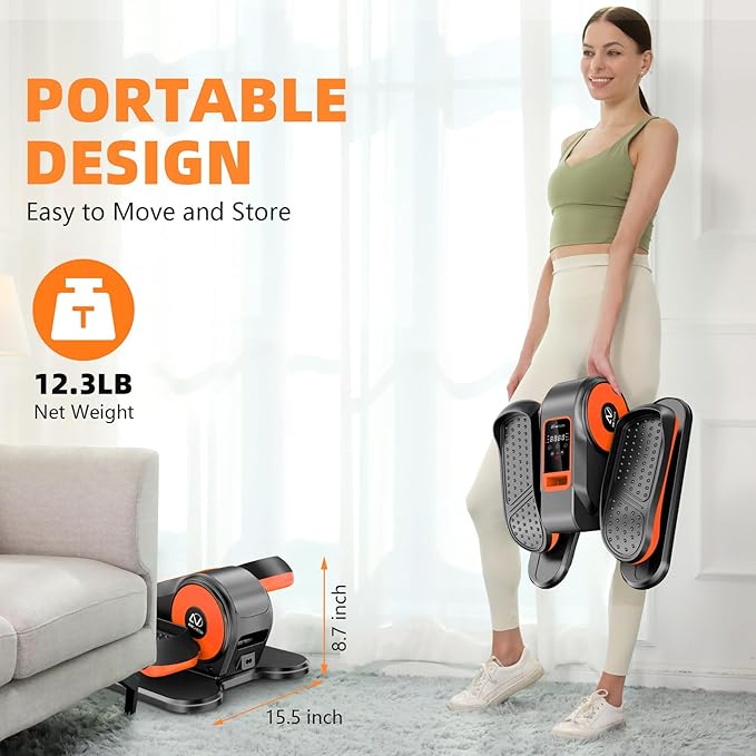 ANCHEER Under Desk Elliptical Machine, Ellipse Leg Exerciser for Seniors with 12 Adjustable Speeds, Quiet & Portable Electric Seated Pedal Exerciser with Remote Control