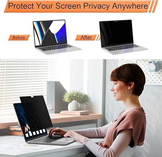 Magnetic 360° Privacy Screen for Macbook Air 15 Inch (2023-2025, M2, M3, M4)), Removable Anti Glare Blue Light Filter, 4 Way Anti Spy Black Protector for Mac Air 15In Laptop Computer