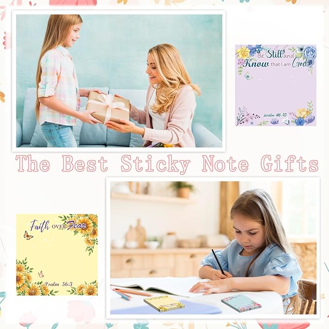 Bible Sticky Notes Gifts - 9 Pack Inspirational Sticky Notes 3x3 Religious Bible Verse Quotes Gifts for Christian Women Biblical Post Notepads School Office Supplies 450 Sheets