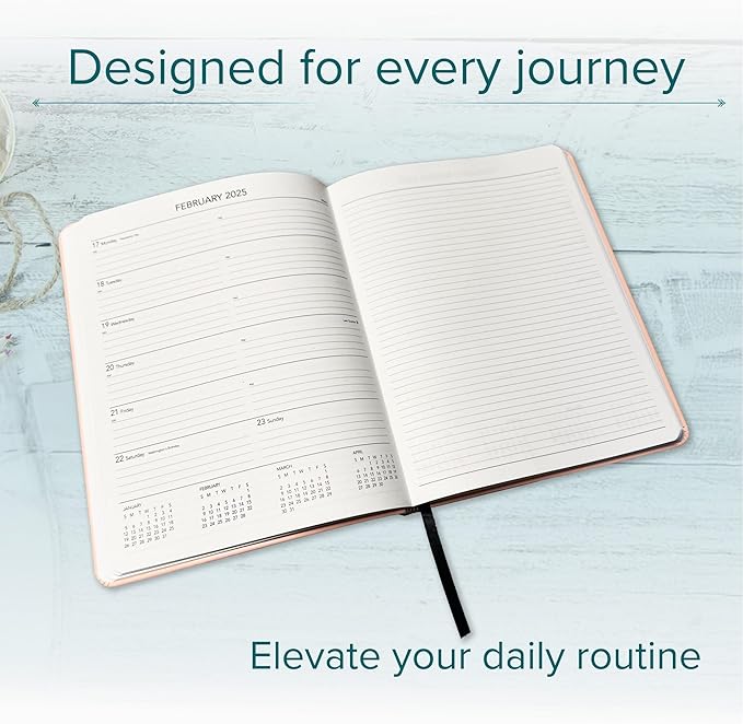 Harbor Weekly and Monthly Journal Notebook Planner 2025 - Lined, Durable Faux Leather, Softcover, 176 Quality Pages, For Men and Women, For Writing, Work & Travel, Cambridge Lavender - 9 x 7 "