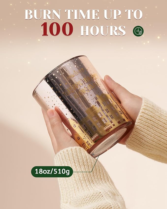 M&SENSE Grape Berry & Orange Scented Candle, Wooden Wick 18oz 100 Hour Long Lasting Burn Large Natural Soy Wax Non Toxic Winter Candle for Holiday and Stress Relief