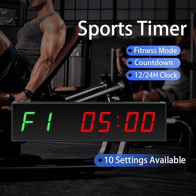12" Digital Wall Alarm Clock Timer for Interval Workout with Countdown/Up Stopwatch, Gym Interval Timer, Tabata EMOM Remote Control for Home Gym Boxing MMA Fitness