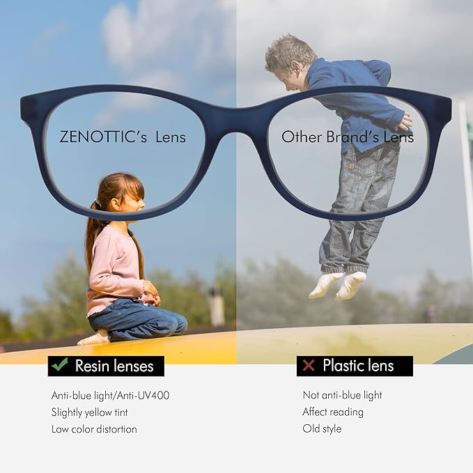 ZENOTTIC Kids Blue Light Blocking Glasses Anti Glare Lens Lightweight Frame Computer Eyeglasses for Boys and Girls