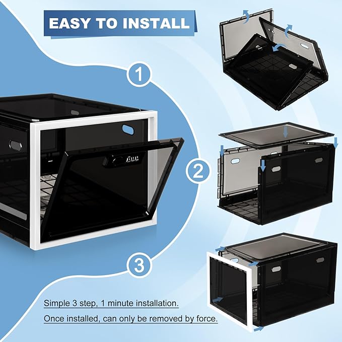 Medicine Lock Box for Safe Medication, Premium Material Lockable Storage Box Locking Organizer Bin with Combination Code for Fridge Food/Snacks/Phone/Tablet Jail/Home/Office Storage Lockers