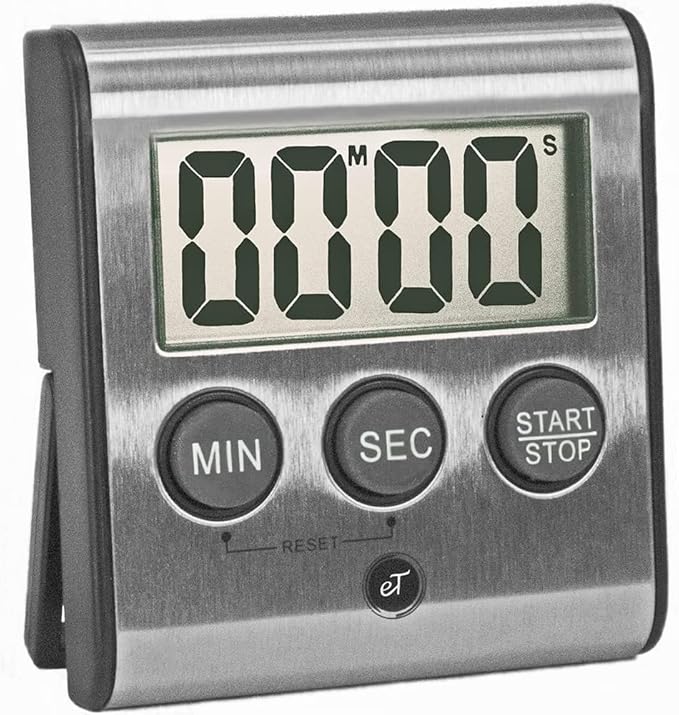 Elegant Digital Kitchen Timer - Stainless Steel Model eT-23, Super Strong Magnetic Back, Loud Alarm, Large Display, Auto Memory, Auto Shut-Off by eTradewinds
