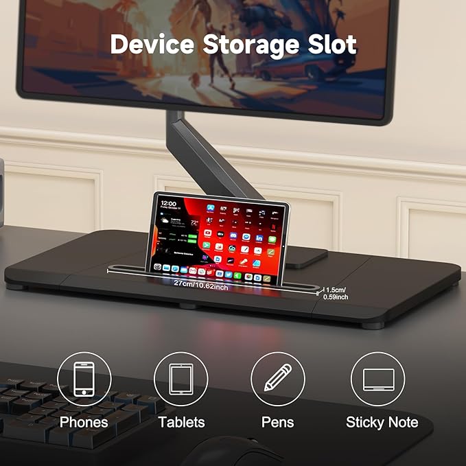 suptek Single Monitor Mount Gas Spring Arm Mount with Base,Free Standing Pneumatic Height Adjustable Monitor Desk Stand for 17 to 32 inch,Holds up to 22 lbs,Black(ML8C)