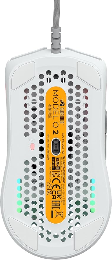 Glorious Gaming Model O 2 Wired Gaming Mouse - 59g Ultralight, FPS, 26,000 DPI, Motion Sync, 80M Click Rated Switches, 6 Programmable Buttons, Ambidextrous, RGB, PTFE Feet - White