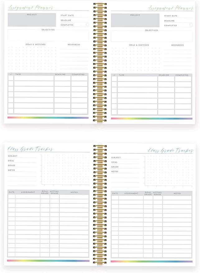 Paper House Productions 12 Month Undated 9.5" Planner with Month and Event Flag Stickers - Student Life