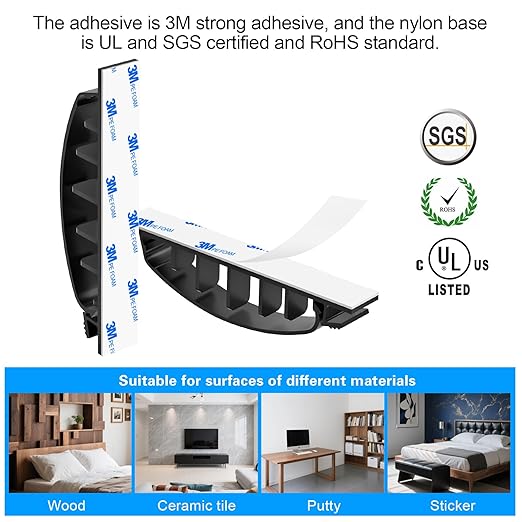 XHF 30pcs Adhesive Cable Wire Clips Black, Outdoor Cable Management Wire Organizer Cord Holder for Under Desk, Car, Wall, TV PC Ethernet Cable