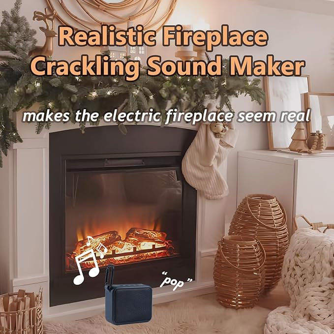 Fireplace Crackler Sound Box for Gas or Electric Fireplace,Realistic Rechargeable Fire Crackling Sound Machine,Small and Portable,Fire Crackler Sound System,Fire Noise for Sleep