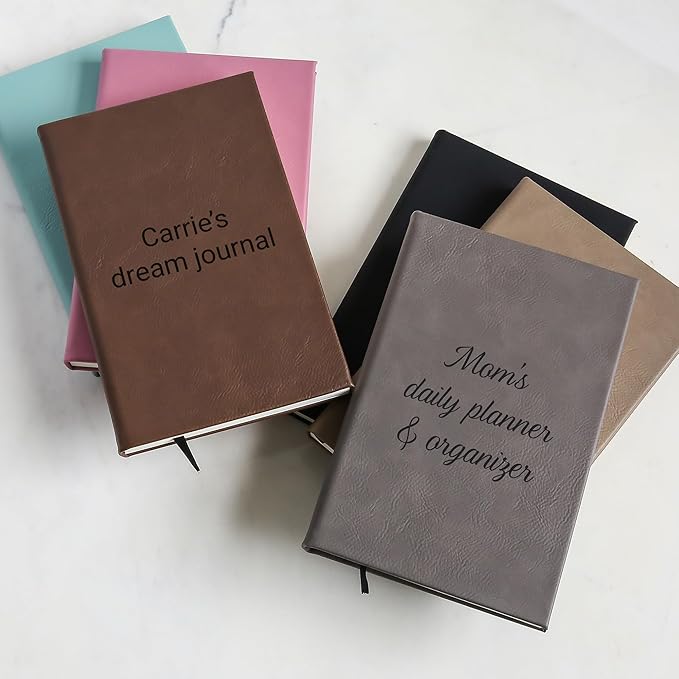 Lifetime Creations Customized Create Your Own Notebook Journal (Black) - Personalized Hardcover Vegan Leather Journaling Notebooks, Business Gift for Women, Men, Teachers, Professionals