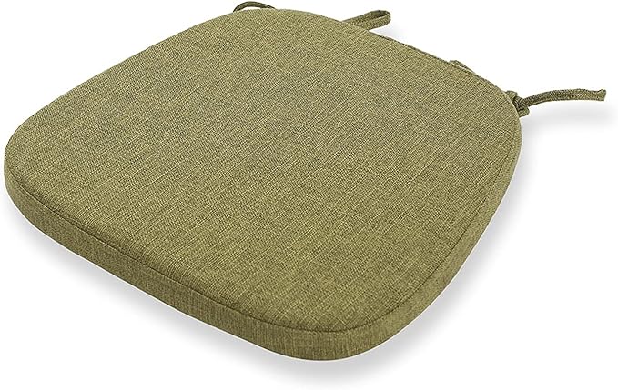 Chair Cushion with Ties for Dining Chairs - Memory Foam Non Slip Kitchen Chair Pad and Dining Seat Cushion with Machine Washable Cover [16.5 x 16.2 Inches] - Green