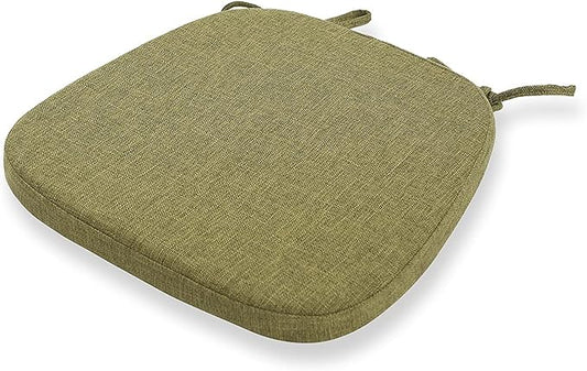 Chair Cushion with Ties for Dining Chairs - Memory Foam Non Slip Kitchen Chair Pad and Dining Seat Cushion with Machine Washable Cover [16.5 x 16.2 Inches] - Green