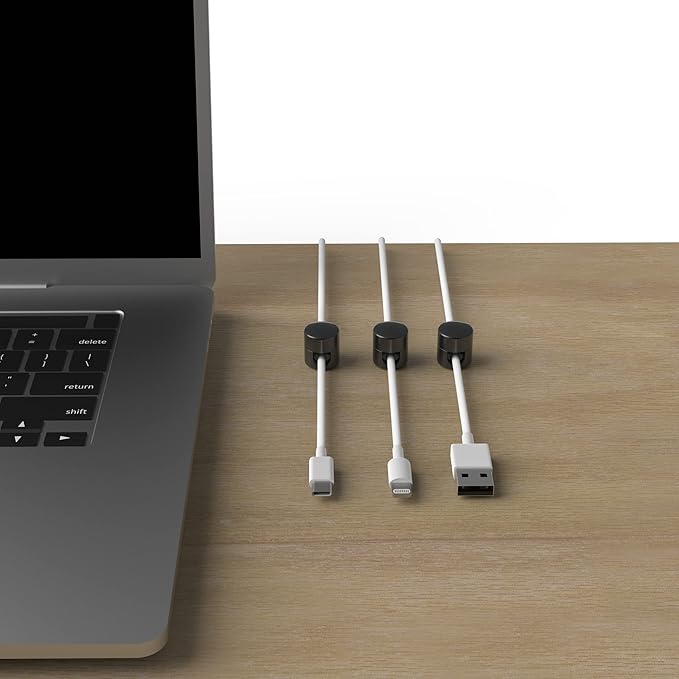 Cable Anchors for Desk Organization Gun Metal | Premium Aluminum Cord Organizers | Charger + Cable Management Clips for Home & Office | Stylish, Sturdy, & Functional | (3 Pack)