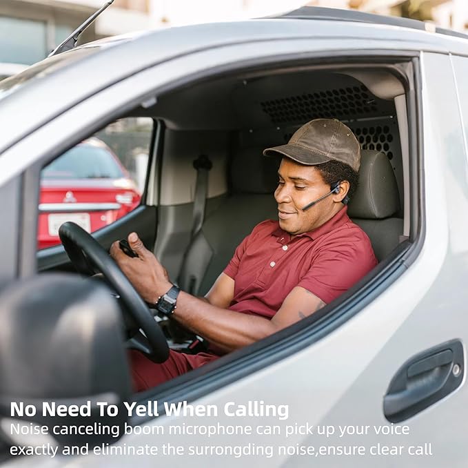 Bone Conduction Headphones with Boom Mic Bluetooth Open Ear Wireless Computer Headsets PC with Mic Noise Canceling Bluetooth Earphones with Microphone for Office Use Driving Meeting