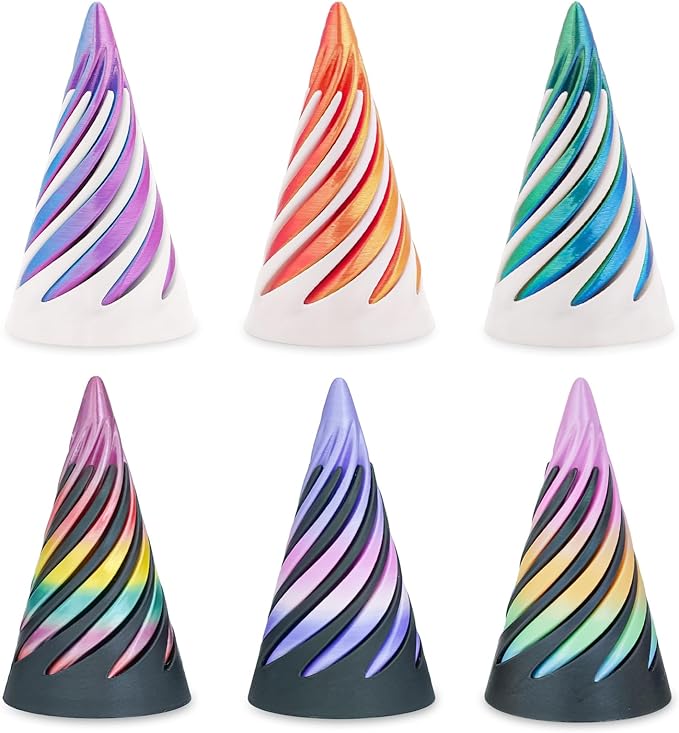 6 Packs Impossible Spiral Cone Fidget Toys,3D Printed Pyramid Passthrough Sculpture,Mini Sensory Toy for Stress Relief Anxiety,Desktop Decor Gifts for Adults & Kids (Multicolor 6pcs)