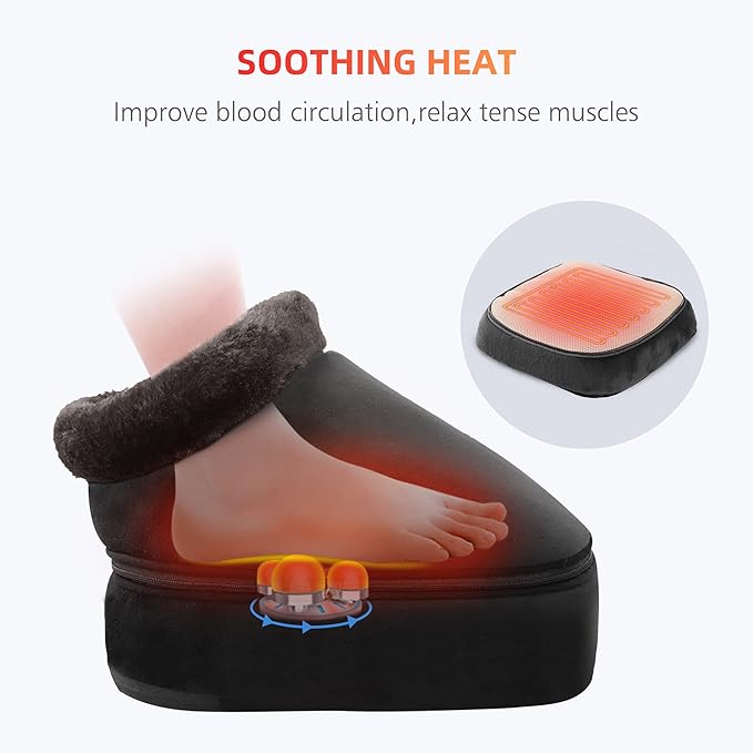 COMFIER Foot Warmer Massager,Gifts for Women,Men,Shiatsu Foot Massager with Heat, Electric Heating Pad for Back Feet,Back Massager for Pain Relief(Black)