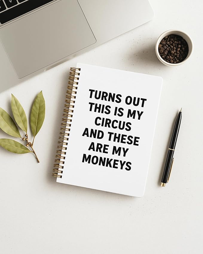 Funny Office Supplies Notebook, Work Journal Notebook for Women Men Coworkers, Turns Out These Are My Monkeys and These Are My Monkeys Humor Spiral Notebook, 5.5x8.3 Inch 564