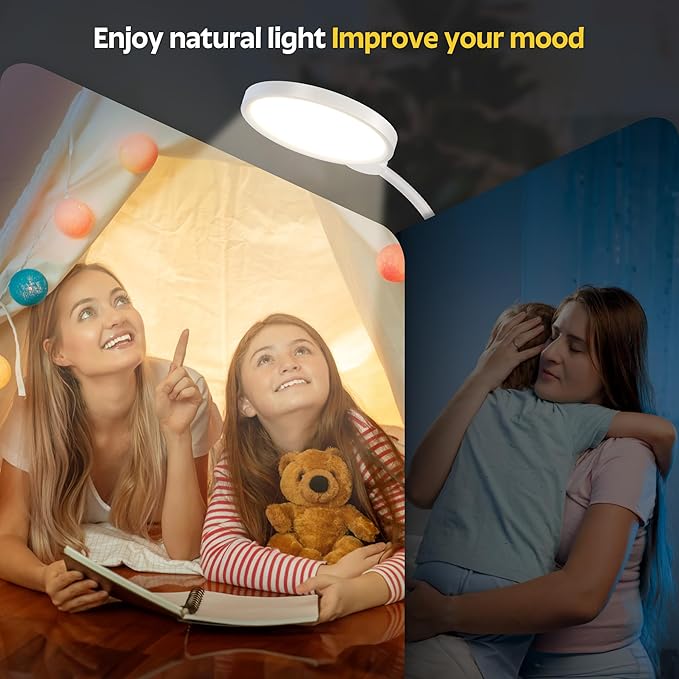Happy Light Therapy Lamp, 11000 Lux UV-Free Floor Sun Light Lamp with Touch Remote Control, 5 Color Temperatures 10 Brightness Levels Lights for Living Room Bedroom Office