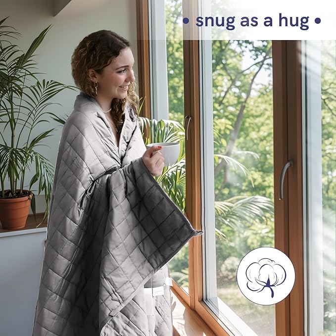 YnM Cotton King Size Weighted Blanket for Adults (88x104 Inches, 30 Pounds, Light Grey), Smallest Compartments with Cooling Glass Beads,Heavy Blanket for Two Persons of 140~240lbs on Queen or King Bed