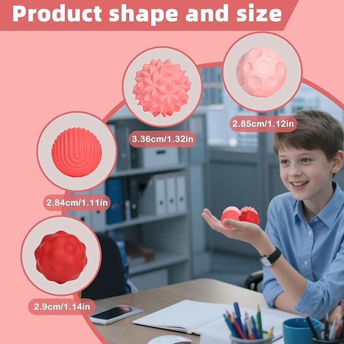 4 Pieces Fidget Toys Adults Magnetic Fidget Balls Silicone Magnetic Fidgets Anxiety Relief Items for Anxiety ADHD Portable Desk Toys for Office Travel Home Party Gift Class Prizes(Pink, 4)