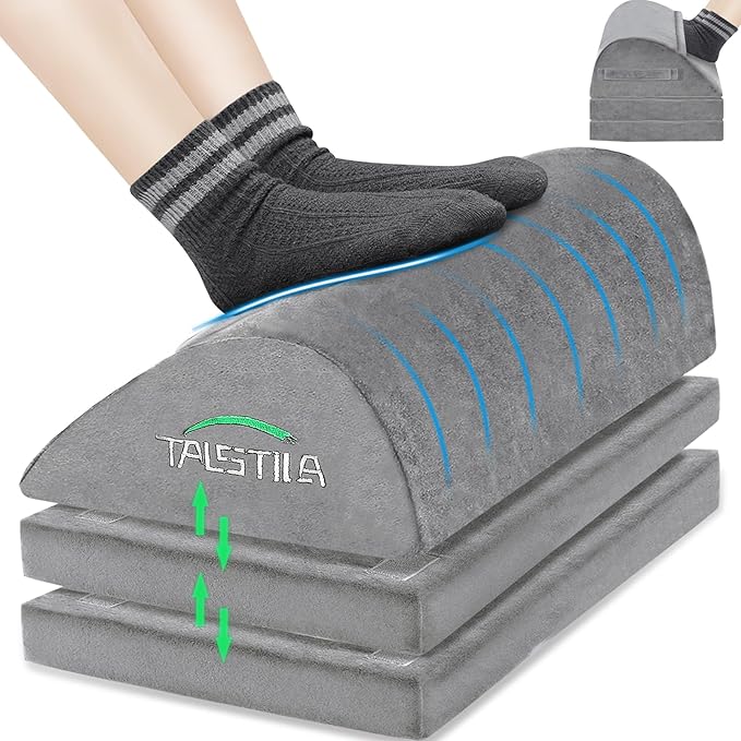 TALSTILA Foot Rest for Under Desk at Work, Under Desk Footrest, Ergonomic 3 Adjustable Heights Footrests, Footrest with Feet Warm Pocket, for Office Desks & Office Chair - Back & Leg Hip Pain Relief