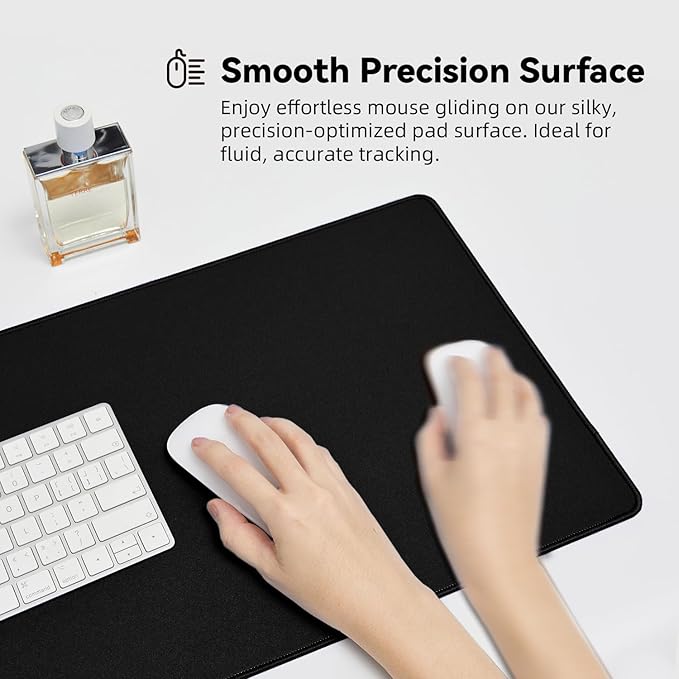 Waterproof Large Gaming Mouse Pad with Durable Stitched Edges, Non-Slip Rubber Base, Grainy Jacquard Mouse Mat Desk Pad for Home Office Gaming, 27.5"*11.8"*0.12", Black