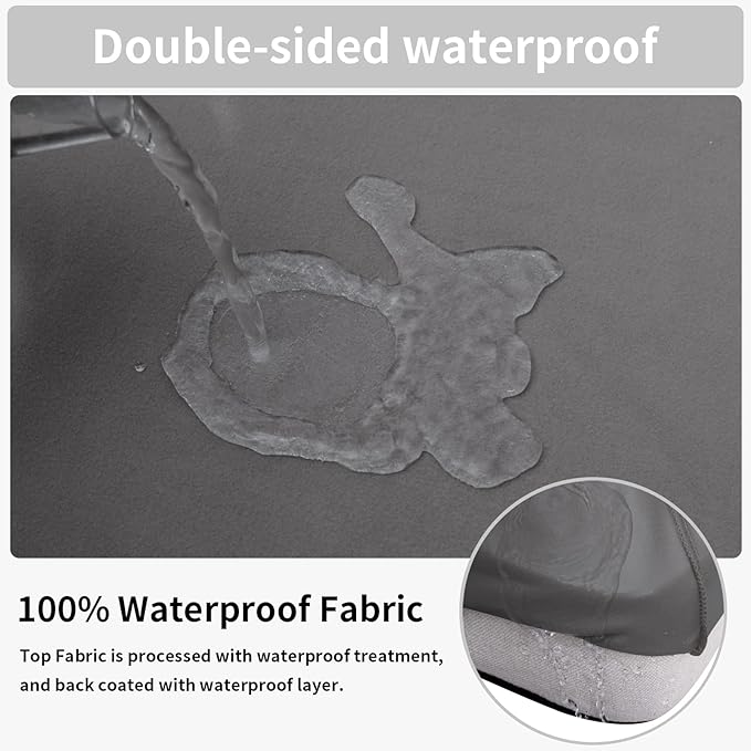 Easy-Going 100% Waterproof Chair Sofa Seat Cushion Slipcovers Couch Cushion Cover Stretch Furniture Protector for Kids, Pets (2-Piece Loveseat Cushion, Light Gray)