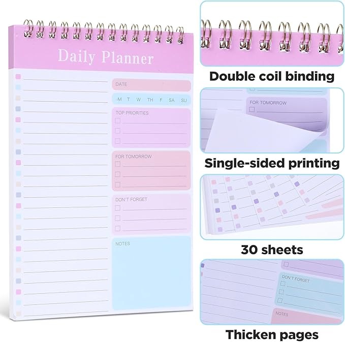 20-Pack Daily Planner Notepads – 5” x 8” Undated To-Do List Notebooks, 30 Sheets Each – PVC Cover & Premium Paper for Office and Home Organization