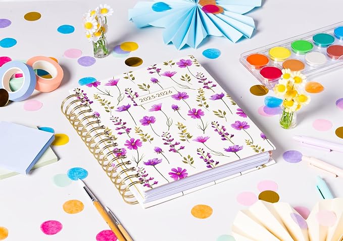 2025-2026 Eccolo Spiral Agenda Planner, Magenta Garden, Weekly & Monthly Pages, 18 Months, Sticker Sheets, Inspirational Quotes (7.75 x 8.75, July 2025 - Dec 2026)